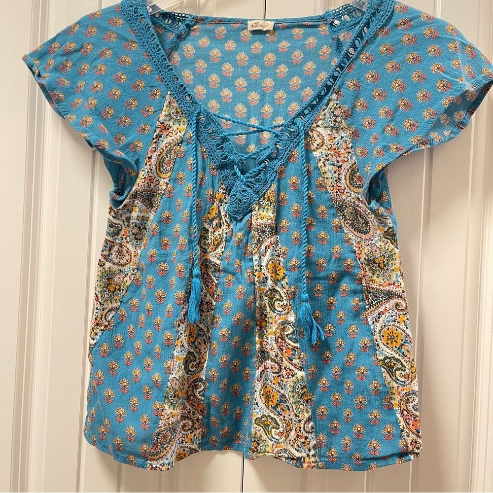 Hollister Boho Blouse Blue Floral - S - Picture 3 of 11
